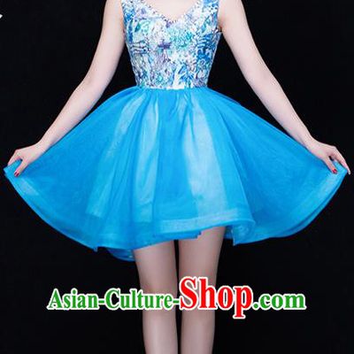 Traditional Chinese Classic Stage Performance Chorus Modern Dance Costumes Bubble Dress, Chorus Competition Costume, Compere Costumes for Women