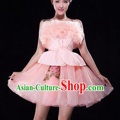 Traditional Chinese Classic Stage Performance Chorus Modern Dance Costumes Tube Top Bubble Dress, Chorus Competition Costume, Compere Costumes for Women
