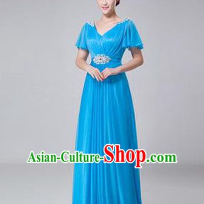 Traditional Chinese Classic Stage Performance Chorus Singing Group Dance Costumes, Chorus Competition Costume, Compere Costumes for Women