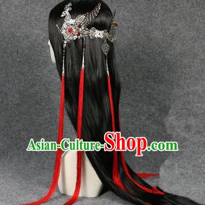 Traditional Chinese Ancient Jewelry Accessories, Ancient Chinese Imperial Princess Headwear Wedding Long Tassels Hair Step Shake, China Wedding Bride Hairpin for Women