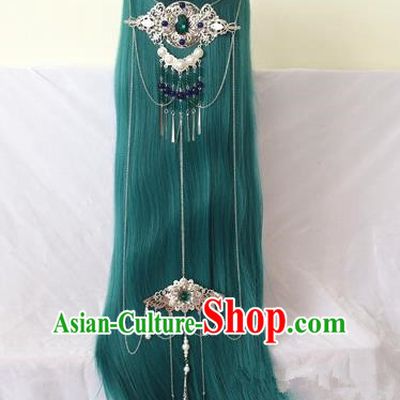 Traditional Chinese Ancient Jewelry Accessories, Ancient Chinese Imperial Princess Peacock Feathers Headwear Wedding Long Tassels Hair Step Shake, China Wedding Bride Hairpin for Women