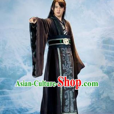 Traditional Chinese Ancient Men Childe Costumes, Ancient Chinese Han Dynasty Cosplay General Swordsmen Roayl Prince Embroidered Costume Complete Set for Men