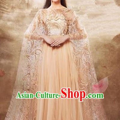 Traditional Chinese Ancient Princess Costumes, Chinese Teleplay Ten great III of peach blossom Role Han Dynasty Imperial Princess Wedding Bride Embroidery Clothes Complete Set for Women