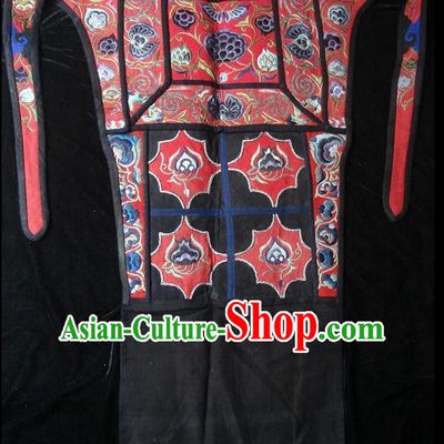 Traditional Chinese Miao Nationality Dancing Costume Apron, Hmong Female Folk Dance Ethnic Pinafore, Chinese Minority Nationality Handmade Embroidery Waist Pack for Women