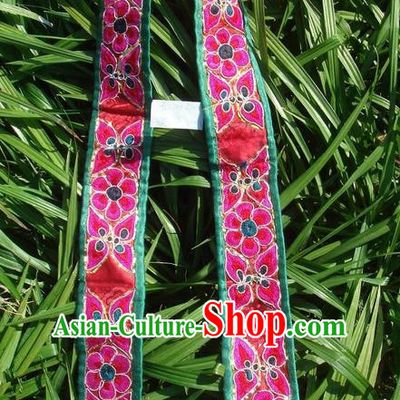 Traditional Chinese Miao Nationality Embroidery Belts, Hmong Handmade Embroidery Belt for Women