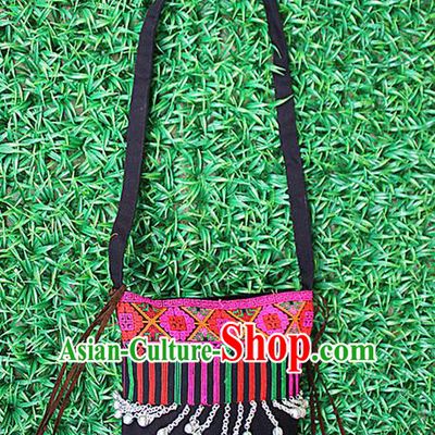 Traditional Chinese Miao Nationality Palace Handmade Embroidery Peony Handbag Hmong Handmade Embroidery Canvas Messenger Bags for Women
