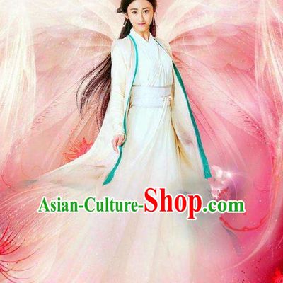 Traditional Chinese Ancient Female Costumes Young Girl Costume, Chinese Han Dynasty Imperial Princess Embroidery Clothes and Hair Accessories Complete Set for Women
