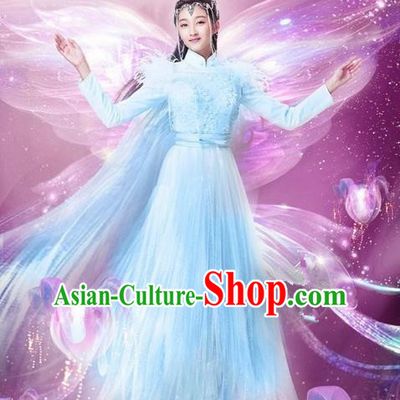 Traditional Chinese Ancient Female Costumes Young Girl Costume, Chinese Han Dynasty Imperial Princess Embroidery Clothes and Hair Accessories Complete Set for Women