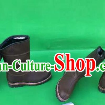 Traditional Chinese Minority Mongol Nationality Ethnic Minorities Mongolian Dance Cowhide Boots, Mongolian Knee Boots Handmade Jockey Boots Tanks Boots for Men