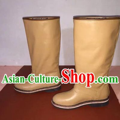 Traditional Chinese Minority Mongol Nationality Ethnic Minorities Mongolian Dance Cowhide Boots, Mongolian Knee Boots Handmade Jockey Boots Tanks Boots for Men