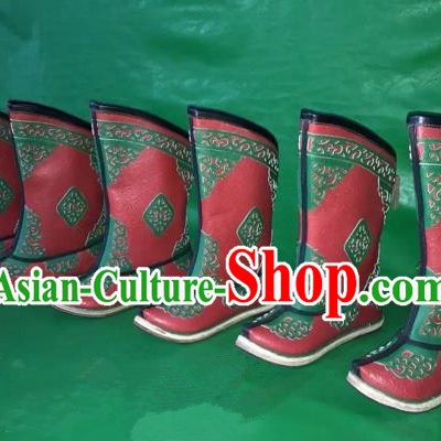 Traditional Chinese Minority Mongol Nationality Ethnic Minorities Mongolian Dance Cowhide Boots, Mongolian Knee Boots Handmade Jockey Boots Tanks Boots for Men