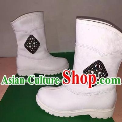 Traditional Chinese Minority Mongol Nationality Ethnic Minorities Mongolian Children Dance Cowhide Boots Mongolian Knee Boots Jockey Boots Tanks Boots for Kids