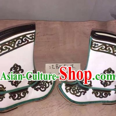 Traditional Chinese Minority Mongol Nationality Ethnic Minorities Mongolian Children Dance Cowhide Boots Mongolian Knee Boots Jockey Boots Tanks Boots for Kids