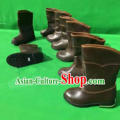 Traditional Chinese Minority Mongol Nationality Ethnic Minorities Mongolian Children Dance Cowhide Boots Mongolian Knee Boots Jockey Boots Tanks Boots for Kids