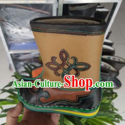 Traditional Chinese Minority Mongol Nationality Ethnic Minorities Mongolian Children Dance Cowhide Boots Mongolian Knee Boots Jockey Boots Tanks Boots for Kids