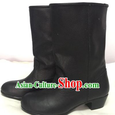 Traditional Chinese Minority Mongol Nationality Ethnic Minorities Mongolian Dance Cowhide Boots Mongolian Knee Boots Jockey Boots Tanks Boots for Women