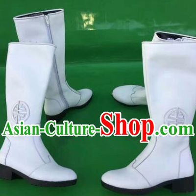 Traditional Chinese Minority Mongol Nationality Ethnic Minorities Mongolian Dance Cowhide Boots Mongolian Knee Boots Jockey Boots Tanks Boots for Women