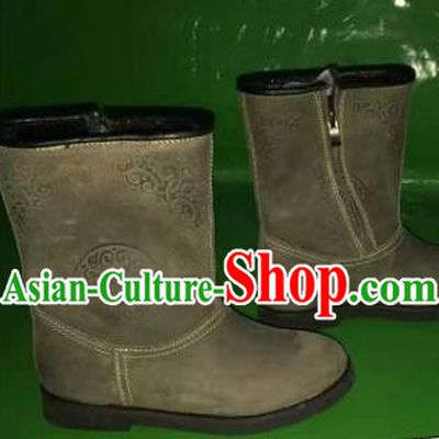 Traditional Chinese Minority Mongol Nationality Ethnic Minorities Mongolian Dance Cowhide Boots Mongolian Knee Boots Jockey Boots Tanks Boots for Women