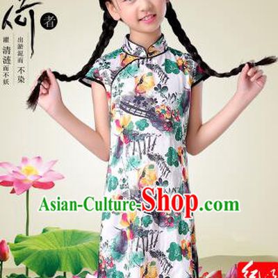 Qi Pao For Girls Cheongsam For Children Play Stage Costume Chinese Traditional style Princess Dress