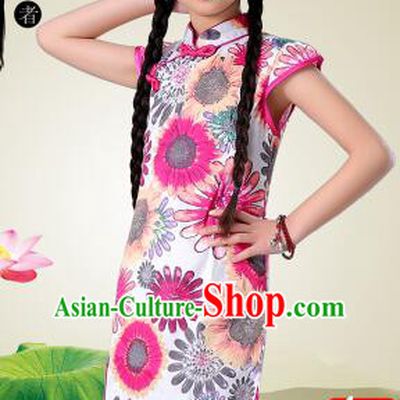 Qi Pao For Girls Cheongsam For Children Play Stage Costume Chinese Traditional style Princess Dress