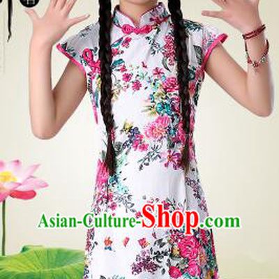 Qi Pao For Girls Cheongsam For Children Play Stage Costume Chinese Traditional style Princess Dress