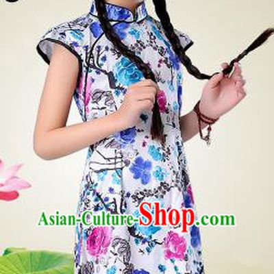 Qi Pao For Girls Cheongsam For Children Play Stage Costume Chinese Traditional style Princess Dress