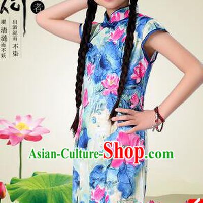 Qi Pao For Girls Cheongsam For Children Play Stage Costume Chinese Traditional style Princess Dress