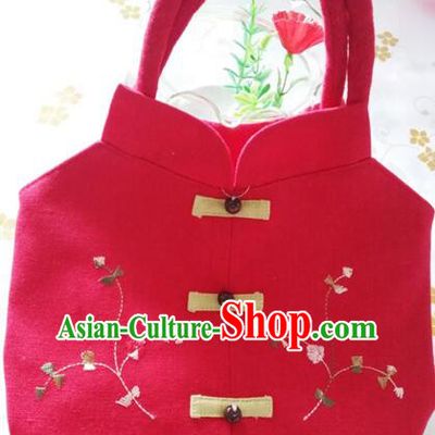 Purse Women Handbag Chinese Traditional Style Min Guo Lady Stage Play Property Red