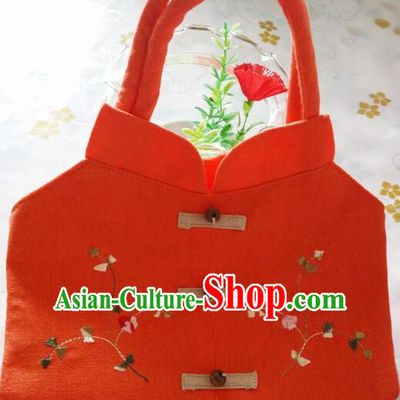 Purse Women Handbag Chinese Traditional Style Min Guo Lady Stage Play Property Rose Red