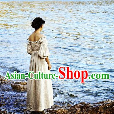 Traditional Classic Women Clothing, Traditional Classic Elegant Double Yarn Brought Restoring Boat Neck Even Garment Skirt