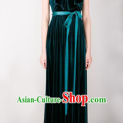 Traditional Classic Women Clothing, Traditional Goose Down Even Garment Skirt Falbala Velvet Long Dress for Women