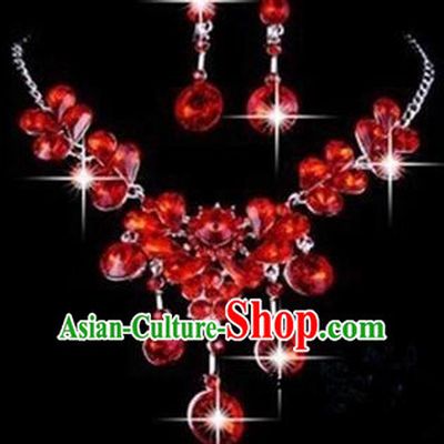 Ancient Style Accessories Necklace Chain Ear Wearing Set Wedding Decorating Jing Hong WU Empresses in the Palace Red