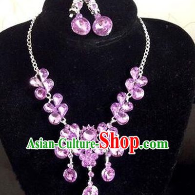 Ancient Style Accessories Necklace Chain Ear Wearing Set Wedding Decorating Jing Hong WU Empresses in the Palace Purple