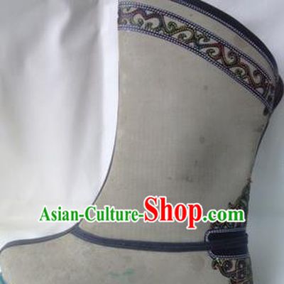 Traditional Chinese Minority Mongol Nationality Ethnic Minorities Mongolian Dance Cowhide Boots, Mongolian Knee Boots Handmade Jockey Boots Tanks Boots for Men