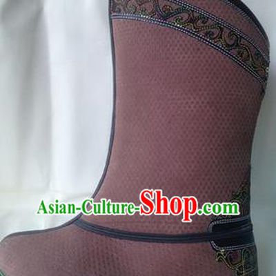 Traditional Chinese Minority Mongol Nationality Ethnic Minorities Mongolian Dance Cowhide Boots, Mongolian Knee Boots Handmade Jockey Boots Tanks Boots for Men