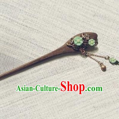 Classic Wooden Hairpins Metal Decorating Bu Yao Han Fu Access Colorful Flowers
