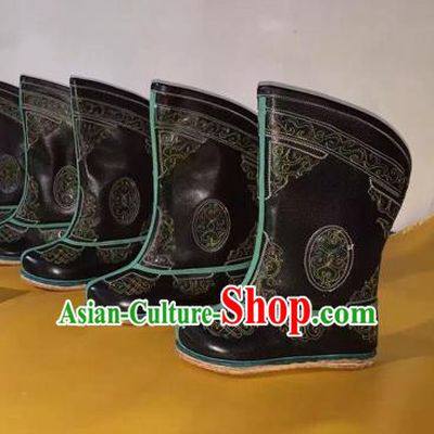 Traditional Chinese Minority Mongol Nationality Ethnic Minorities Mongolian Dance Cowhide Boots, Mongolian Knee Boots Handmade Jockey Boots Tanks Boots for Men