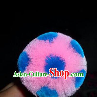 Peking Opera Head Wear Pompoms Accessories Pendant 6.5cm Pink Ball with Blue Dot
