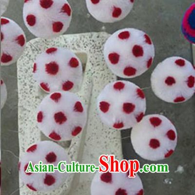 Peking Opera Head Wear Pompoms Accessories Pendant 6.5cm White Ball with Red Dot