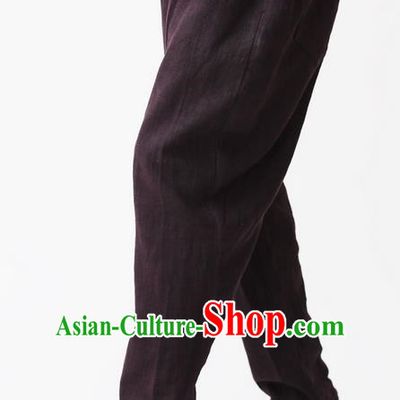 Traditional Chinese Linen Tang Suit Trousers, Chinese Ancient Costumes Linen Pants