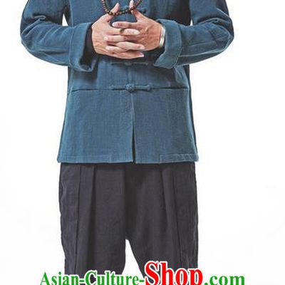 Traditional Chinese Long-Sleeved Linen Tangzhuang Overcoat, Flax Tang Suit Coat for Men