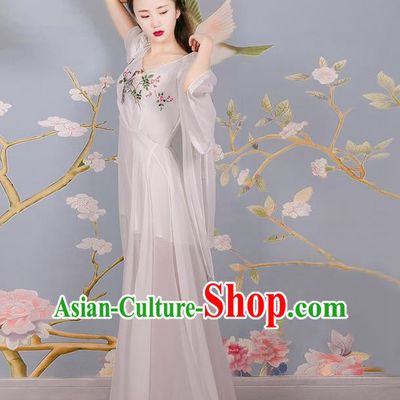 Traditional Classic Women Clothing, Traditional Classic Chinese Chiffon Delicate Embroidery Dress, Long Skirt for Women