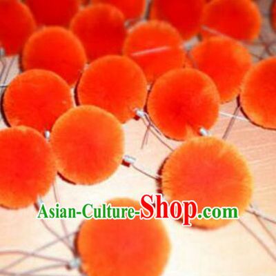 Peking Opera Head Wear Pompoms Accessories Pendant 2.5cm Orange