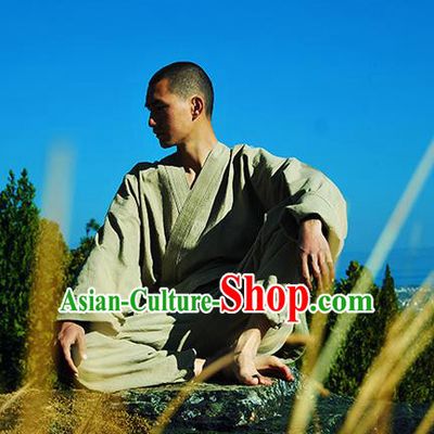 Traditional Chinese Linen Tang Suit Men Costumes Coat, Chinese Bandhnu Hanfu, Chinese Ancient Zen Garments Linen Jacket for Men
