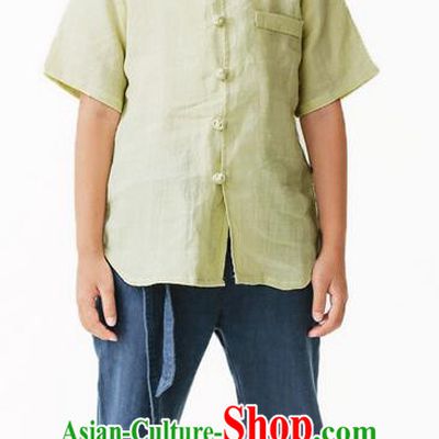 Traditional Chinese Linen Tang Suit Children Little Monk Costumes, Hanfu Suits, Chinese Ancient Front Plate Buttons Opening Little Monk Shirt for Kids