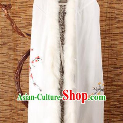 Traditional Chinese Female Costumes Dress Smock,Chinese Acient Extended Cloak, Chinese Hanfu Extended Cloak, Fur Collar Cloak for Women
