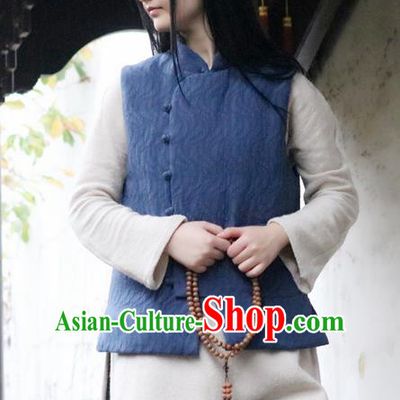 Traditional Chinese Female Costumes,Chinese Acient Clothes, Chinese Plate Buttons Cheongsam Feather Vest, Tang Suits Small Vest Jacket Cotton-Padded Mandarin Jacket for Women