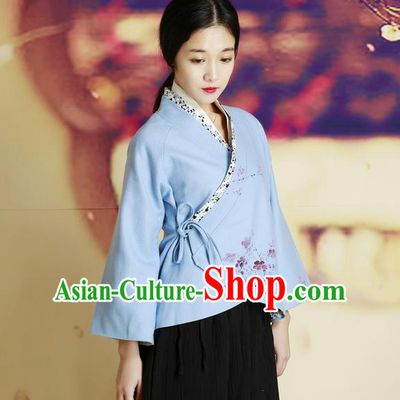Traditional Chinese Female Costumes, Chinese Acient Hanfu Clothes, Chinese Cheongsam, Tang Suits Plate Buttons Blouse for Women
