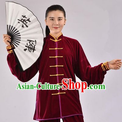 Top Thicken Pleuche Kung Fu Costume Martial Arts Kung Fu Training Uniform Gongfu Shaolin Wushu Clothing Tai Chi Taiji Teacher Suits Uniforms for Women