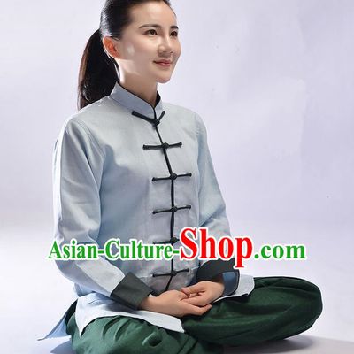 Top Linen Kung Fu Costume Martial Arts Kung Fu Training Uniform Tang Suit Gongfu Shaolin Wushu Clothing Tai Chi Taiji Teacher Suits Uniforms for Women